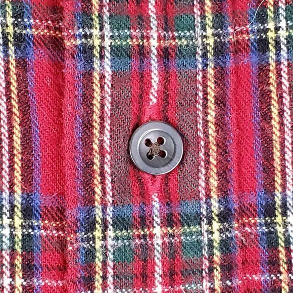 LL Bean Shirt Mens Red Plaid Flannel LS Button Down Size Medium M Cabin Lodge - Picture 4 of 11